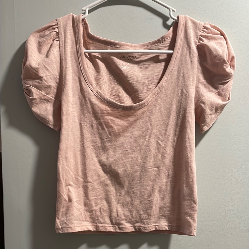 Arizona Jean Company Women's Pink Puff Sleeve Top